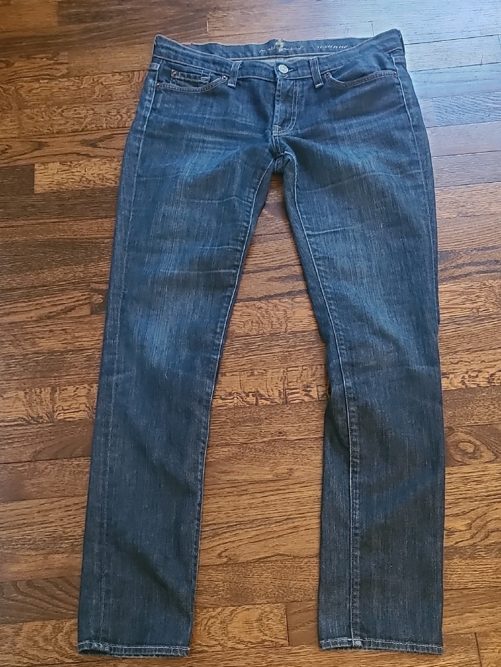 7 For All Mankind Women's Straight-Leg Jeans in Dark Blue